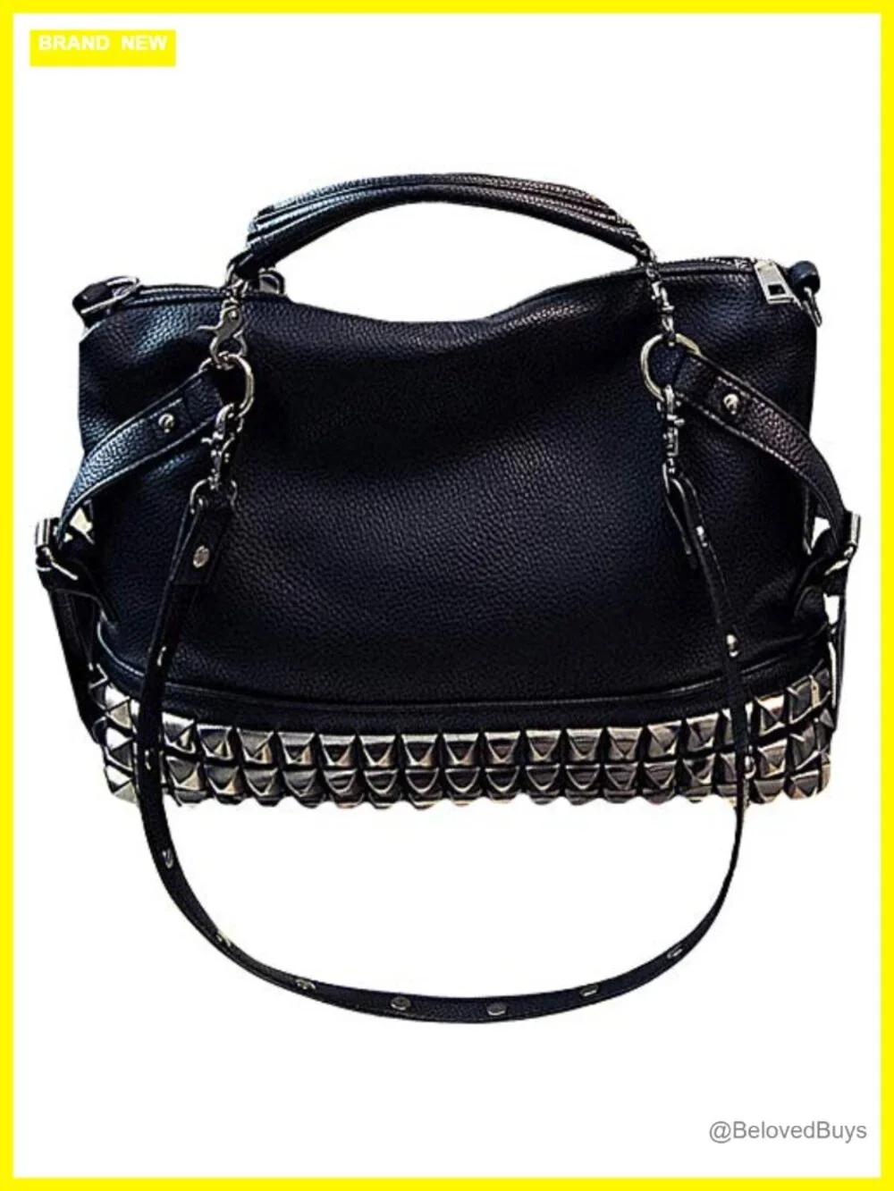 Punk Rivet Hobo Handbag Women Large Crossbody Purse Faux Leather Top Handle